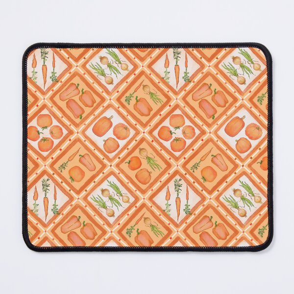 Item preview, Orange vegetable diamond grid illustration print designed and sold by EmmaSB-Designs.