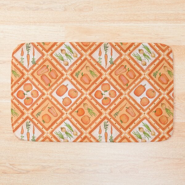 Item preview, Orange vegetable diamond grid illustration print designed and sold by EmmaSB-Designs.