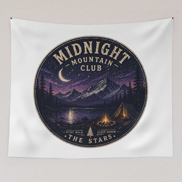 Item preview, Midnight Mountain Club Shirt, Stargazing Camping Tee, Night Hiking Shirt, Mountain Night Sky T-Shirt, Outdoor Aesthetic Tee, Nature Lover Gift designed and sold by Arjay Graphic Design.