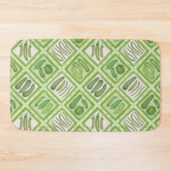 Item preview, Green vegetable diamond grid illustration print designed and sold by EmmaSB-Designs.