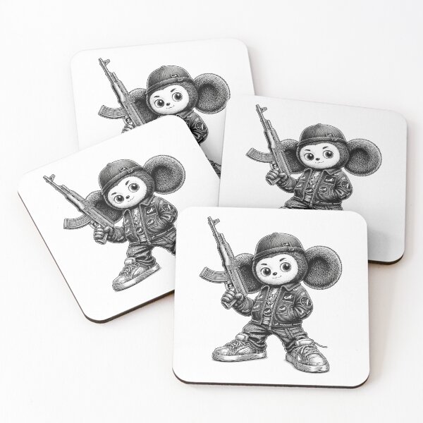 Item preview, Cheburashka Gangster with AK-47 - Thug Life Cult Figure Parody designed and sold by DigitalPartisan.