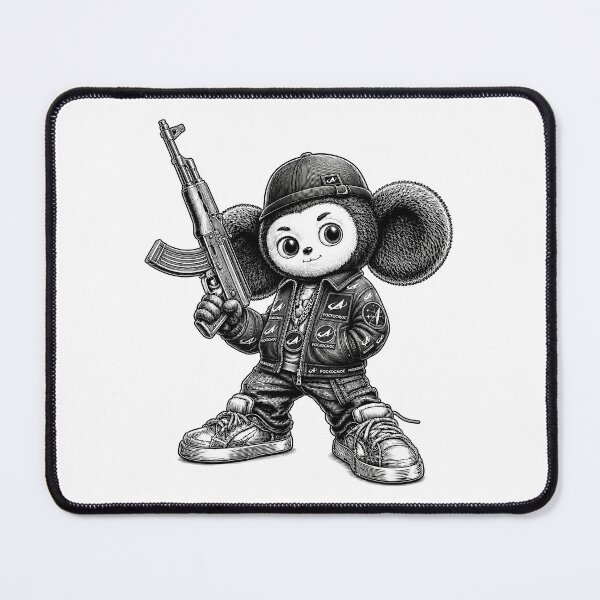 Item preview, Cheburashka Gangster with AK-47 - Thug Life Cult Figure Parody designed and sold by DigitalPartisan.