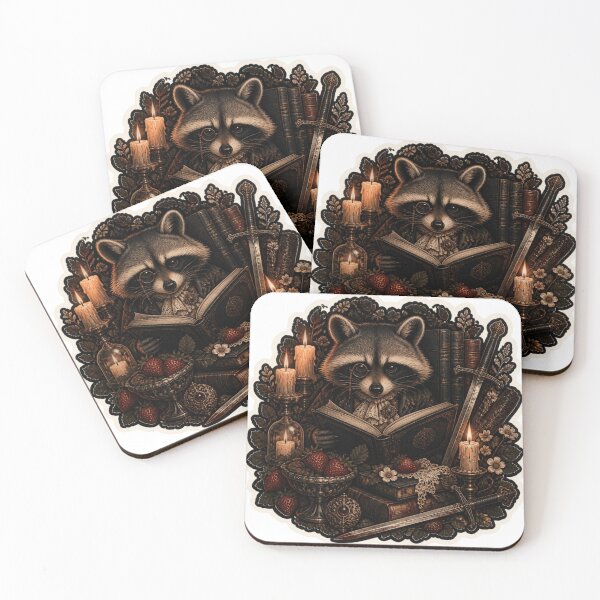Item preview, Raccoon Library Gothic Sticker designed and sold by Imaginarium of Chaos falcon88 .