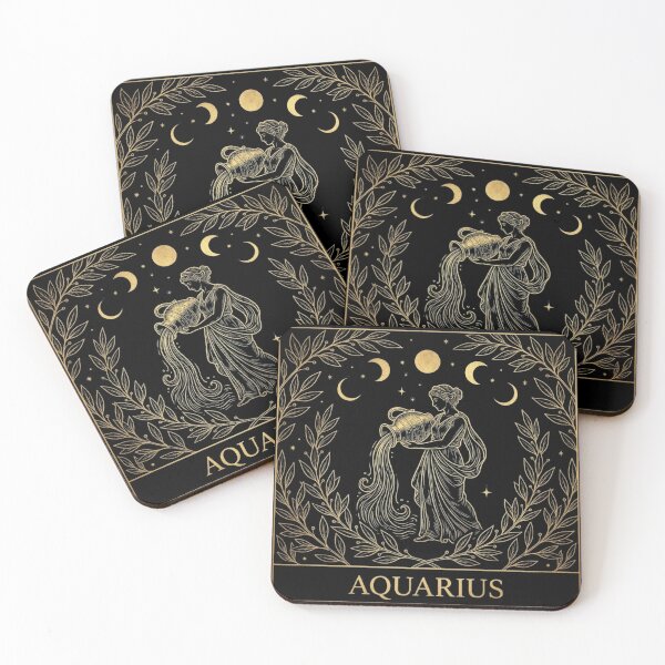 Item preview, Aquarius Zodiac Gold Celestial Water Bearer - Dark Academia Style designed and sold by AMS.