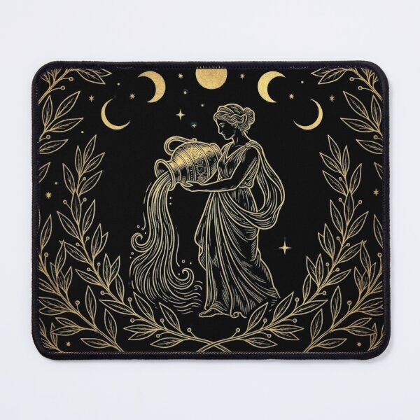 Item preview, Aquarius Zodiac Gold Celestial Water Bearer - Dark Academia Style designed and sold by AMS.