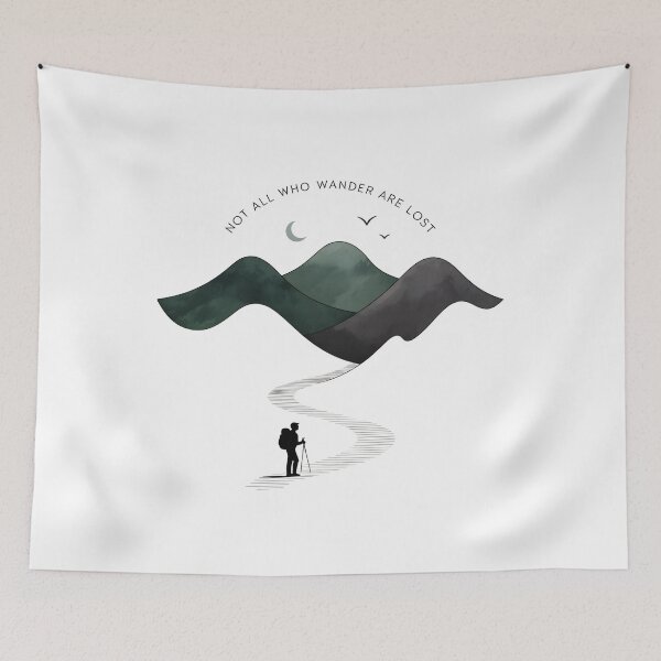 Item preview, Not All Who Wander Are Lost – Minimalist Mountain Path Hiker Travel Design designed and sold by ArcticFoxStudio.