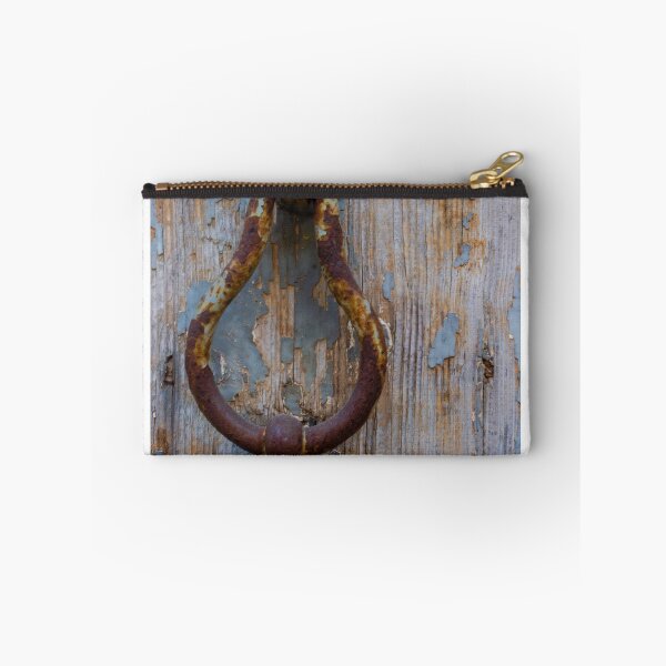 Item preview, Rusty Door Knocker on Peeling Paint Wooden Door With Vintage Weathered Texture and Patina designed and sold by Nmallia.