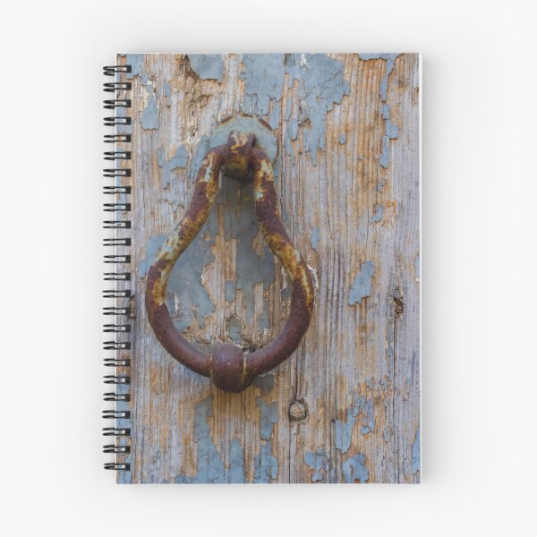 Item preview, Rusty Door Knocker on Peeling Paint Wooden Door With Vintage Weathered Texture and Patina designed and sold by Nmallia.