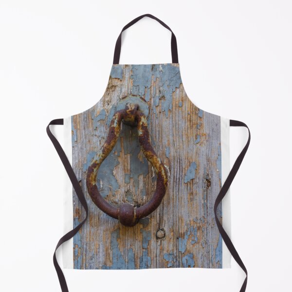 Item preview, Rusty Door Knocker on Peeling Paint Wooden Door With Vintage Weathered Texture and Patina designed and sold by Nmallia.