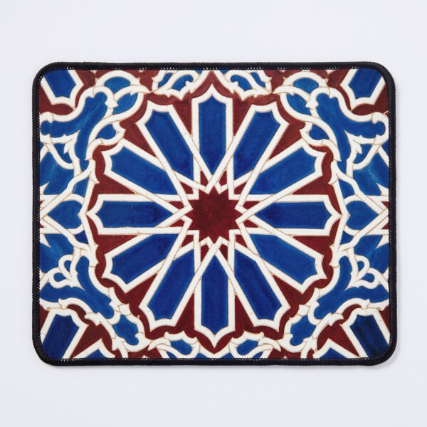 Item preview, Moroccan Ceramic Tile Art | Blue Red Islamic Star Mandala | Traditional Arabesque Geometric Design designed and sold by Patterns Workshop.