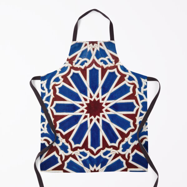 Item preview, Moroccan Ceramic Tile Art | Blue Red Islamic Star Mandala | Traditional Arabesque Geometric Design designed and sold by Patterns Workshop.