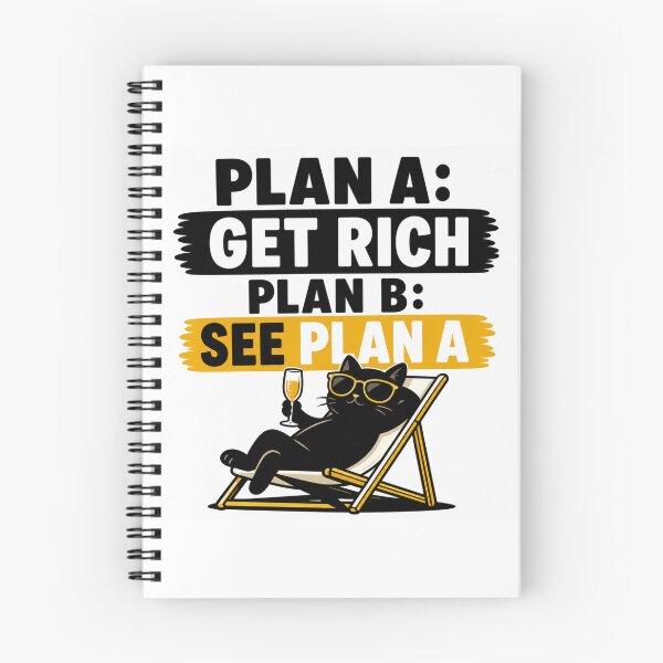 Item preview, Plan A Get Rich – Funny Motivational Spiral Notebook designed and sold by EmberRise.