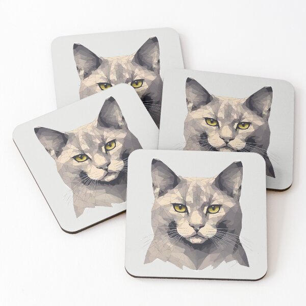 Item preview, Geometric Gray Cat – Modern Pet Art designed and sold by Tklezardesigns.