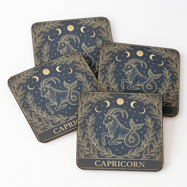 Item preview, Capricorn Gold Celestial Zodiac - Vintage Sea Goat Art designed and sold by AMS.