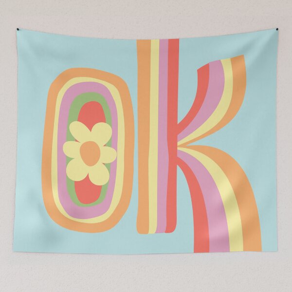 Item preview, Soft Pastel Dream Retro Floral OK Typography Alphabet Art designed and sold by nineFlorals.