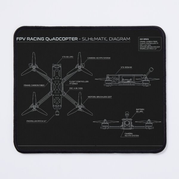 Item preview, FPV Drone Technical Schematic - Modern Quadcopter Blueprint designed and sold by MarVan-Prints.