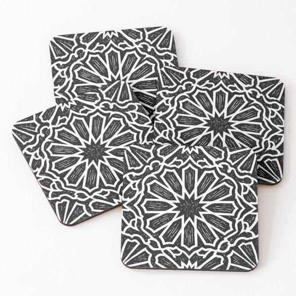 Item preview, Black White Linocut Moroccan Star Tile | Bold Islamic Arabesque Art | Woodblock Print Geometric Design designed and sold by Patterns Workshop.