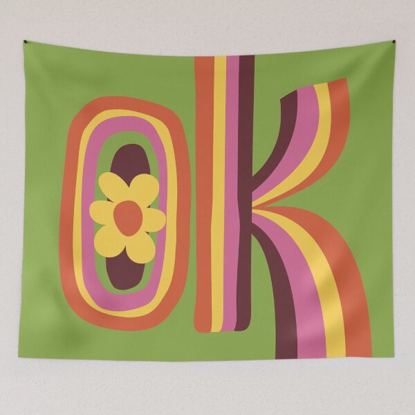 Item preview, Groovy Rustic OK Typography - 70s Flower Power Aesthetic designed and sold by nineFlorals.