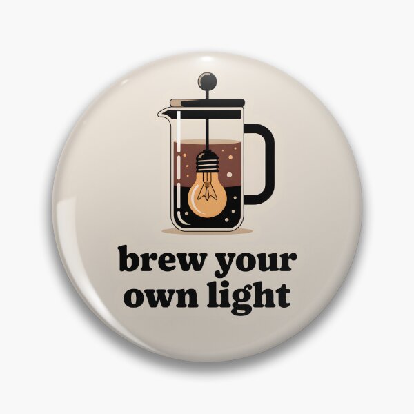 Item preview, Brew Your Own Light – Minimalist French Press Coffee Art, Glowing Inspiration Illustration designed and sold by Montodesign.