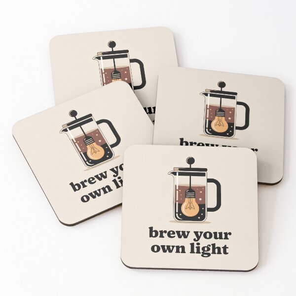 Item preview, Brew Your Own Light – Minimalist French Press Coffee Art, Glowing Inspiration Illustration designed and sold by Montodesign.
