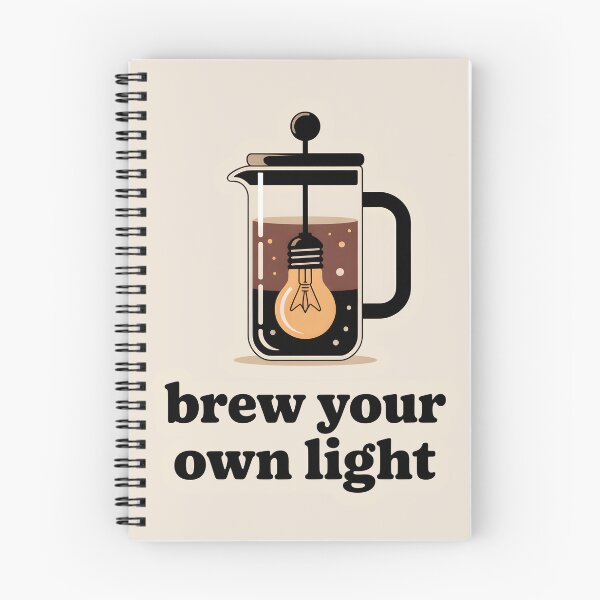 Item preview, Brew Your Own Light – Minimalist French Press Coffee Art, Glowing Inspiration Illustration designed and sold by Montodesign.
