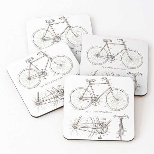 Item preview, 1880s Vintage Safety Bicycle Patent - Antique Engineering Print designed and sold by MarVan-Prints.