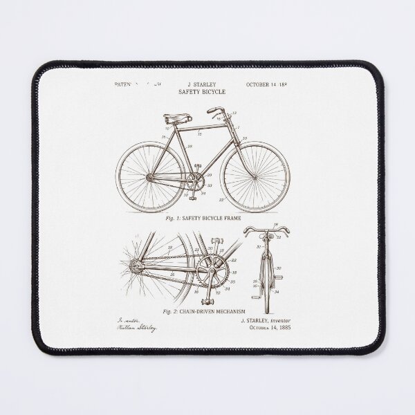 Item preview, 1880s Vintage Safety Bicycle Patent - Antique Engineering Print designed and sold by MarVan-Prints.