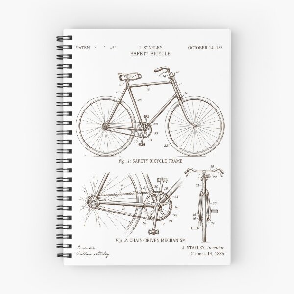 Item preview, 1880s Vintage Safety Bicycle Patent - Antique Engineering Print designed and sold by MarVan-Prints.