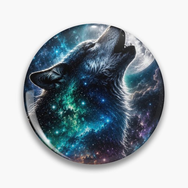 Item preview, Cosmic Wolf Howling Galaxy Moon Night designed and sold by ThePixelMind.