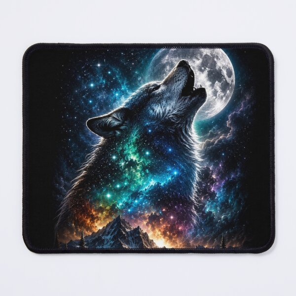 Item preview, Cosmic Wolf Howling Galaxy Moon Night designed and sold by ThePixelMind.