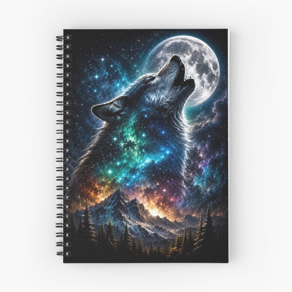 Item preview, Cosmic Wolf Howling Galaxy Moon Night designed and sold by ThePixelMind.