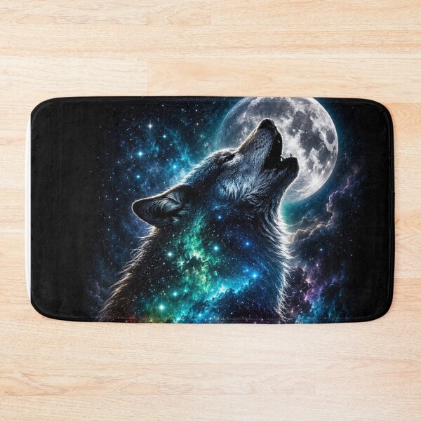 Item preview, Cosmic Wolf Howling Galaxy Moon Night designed and sold by ThePixelMind.