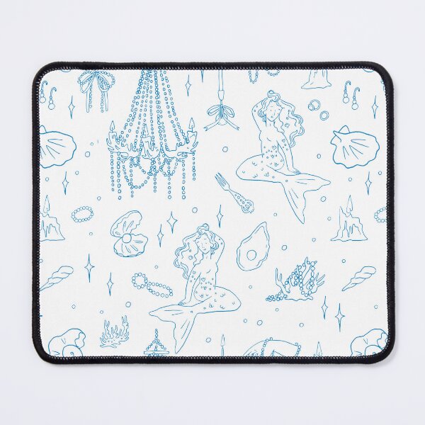 Item preview, Mermaid Princess Ocean Fantasy Blue Toile Pattern designed and sold by tanjica.