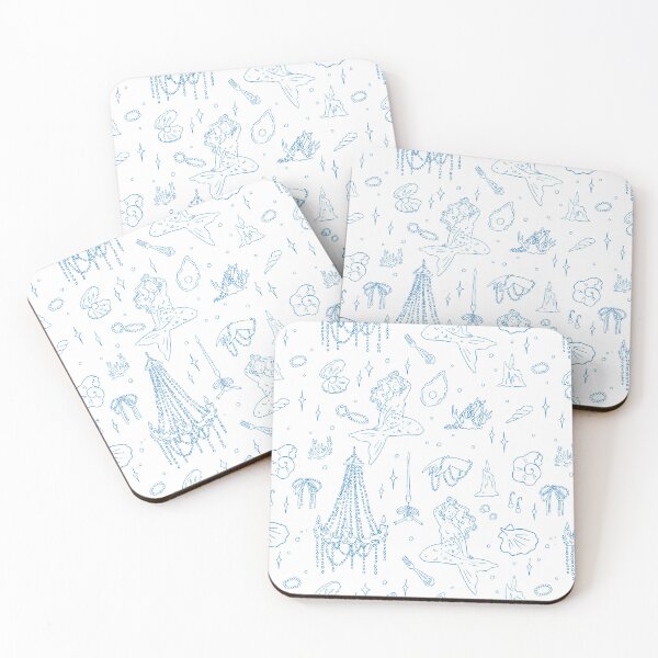 Item preview, Mermaid Princess Ocean Fantasy Blue Toile Pattern designed and sold by tanjica.
