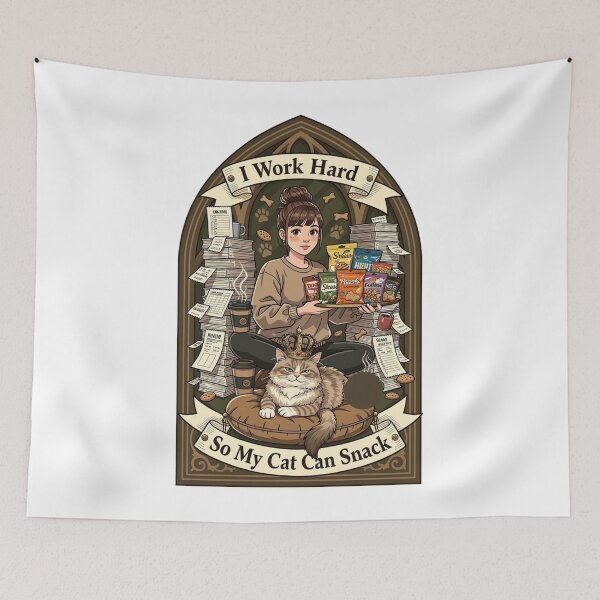 Item preview, I Work Hard So My Cat Can Snack Funny Cat Mom Art designed and sold by YMLux.