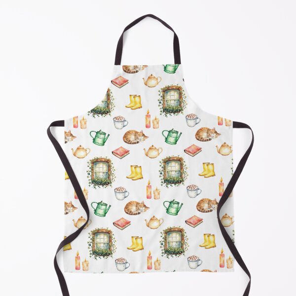 Item preview, Cozy Cottagecore Watercolor Pattern | Cats, Tea & Autumn Comfort designed and sold by HelgaCraftery.