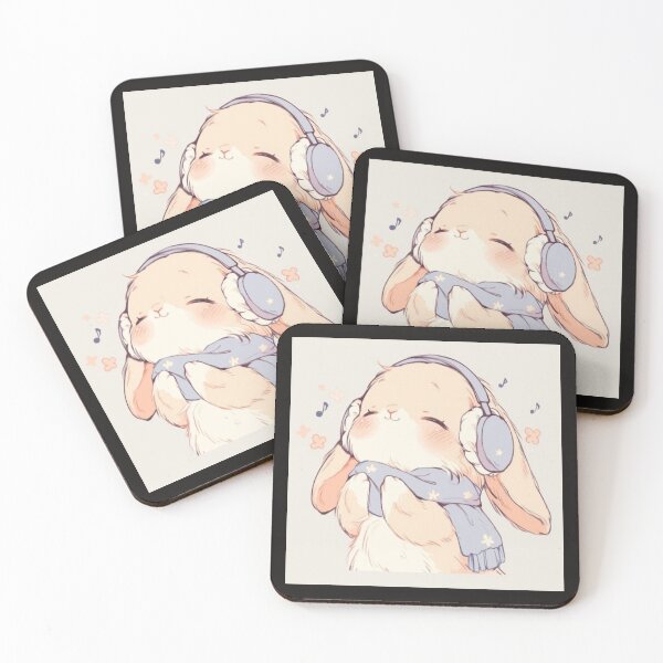 Item preview, Drawing of happy bunny's winter music moment  designed and sold by NivyasArtistry.