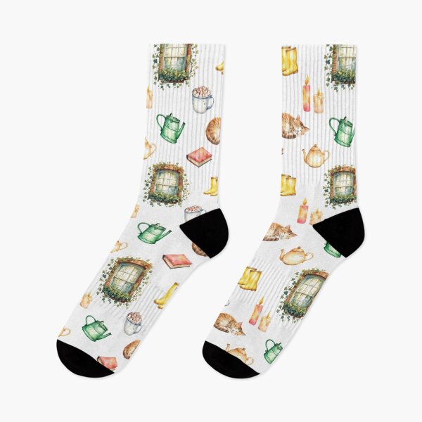 Item preview, Cozy Cottagecore Watercolor Pattern | Cats, Tea & Autumn Comfort designed and sold by HelgaCraftery.