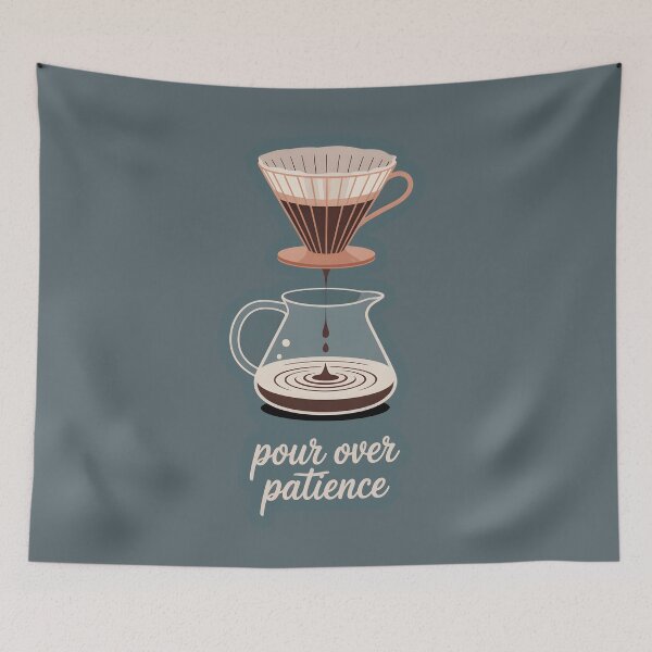 Item preview, Pour Over Patience – Minimalist Pour Over Coffee Art, Meditative Drip Illustration designed and sold by Montodesign.