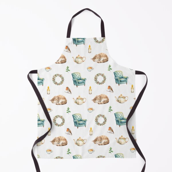 Item preview, Cozy Cottagecore Watercolor Pattern | Sleeping Cat, Tea & Calm Home Vibes designed and sold by HelgaCraftery.