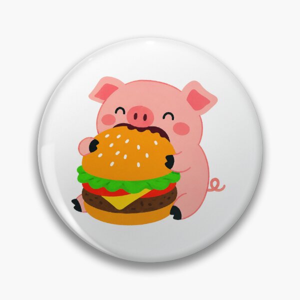 Item preview, Cute Pig Eating Giant Burger Childlike Art Sticker designed and sold by mayatA-rt.
