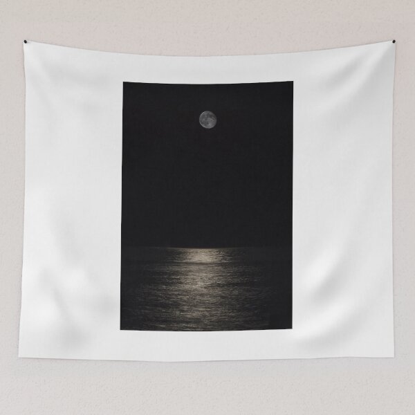 Item preview, Full Moon Over Calm Ocean With Silver Moonlight Reflection On Dark Night Sea designed and sold by Nmallia.