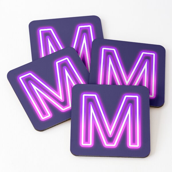Item preview, Letter M Neon Pink Purple Glow - Retro Futuristic Monogram Initial designed and sold by SolutionsArt.