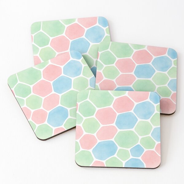 Item preview, Pastel Watercolor Mosaic Pattern | Pink Green Blue Soft Wash Tile Art | Dreamy Geometric Cell Design designed and sold by Patterns Workshop.