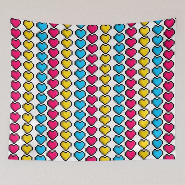 Item preview, Pixel Pansexual Pride Flag Hearts designed and sold by HarveyHandcraftsandDesigns.