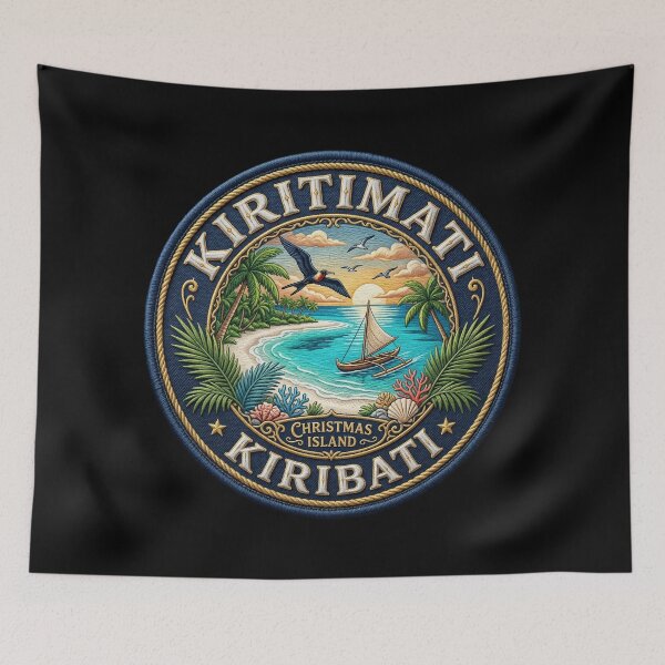 Item preview, Kiritimati, Kiribati – lagoon, outrigger canoe & coral beach designed and sold by Girih.