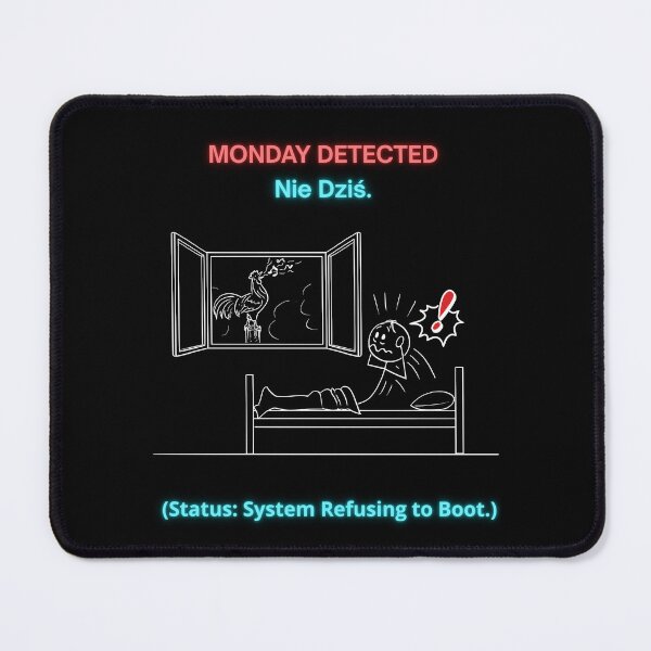 Item preview, Black MONDAY DETECTED Nie Dziś - Funny Polinglish Monday Humor Polish Gift designed and sold by VibePolinglish.