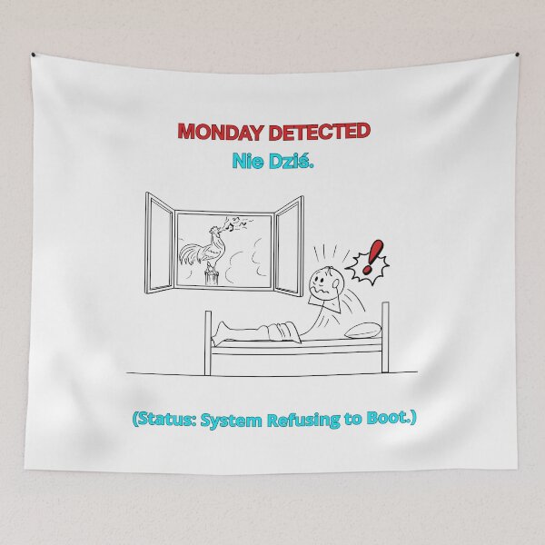 Item preview, White MONDAY DETECTED Nie Dziś - Funny Polinglish Monday Humor Polish Gift designed and sold by VibePolinglish.