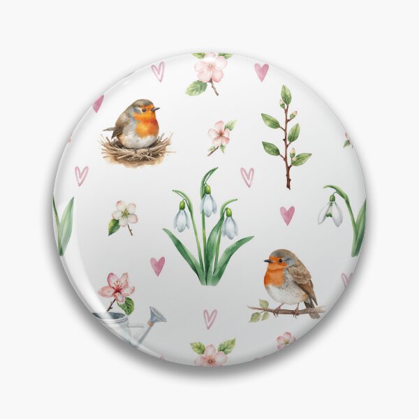 Item preview, Spring Cottagecore Watercolor Pattern | Birds, Blossoms & Garden Charm designed and sold by HelgaCraftery.