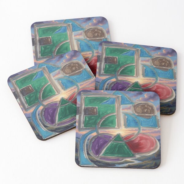 Item preview, Shapes Misbehaving Oil Landscape colorful geometric abstract design designed and sold by SmashingDeals.
